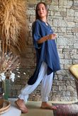 Tasha Cushion Cotton Oversized Shirt Tunic Navy